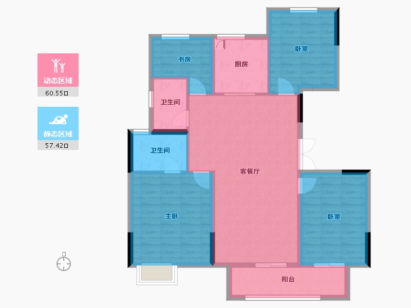 江苏省-苏州市-星荟云庭-107.00-户型库-动静分区