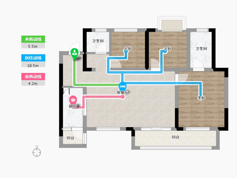 重庆-重庆市-中梁和苑-90.00-户型库-动静线