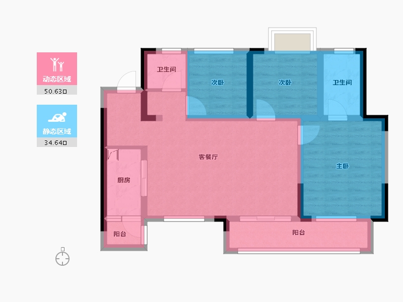 重庆-重庆市-中梁和苑-90.00-户型库-动静分区