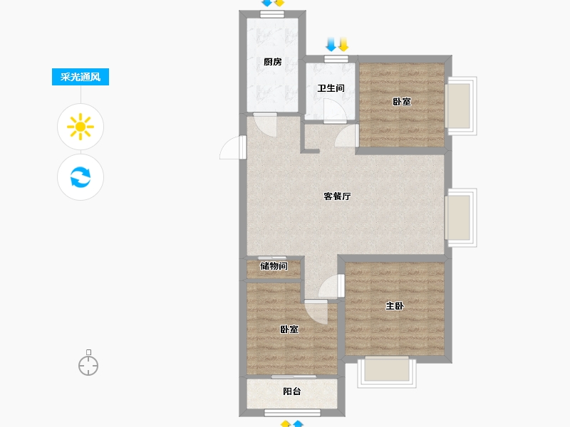 山西省-大同市-学府华庭-89.00-户型库-采光通风