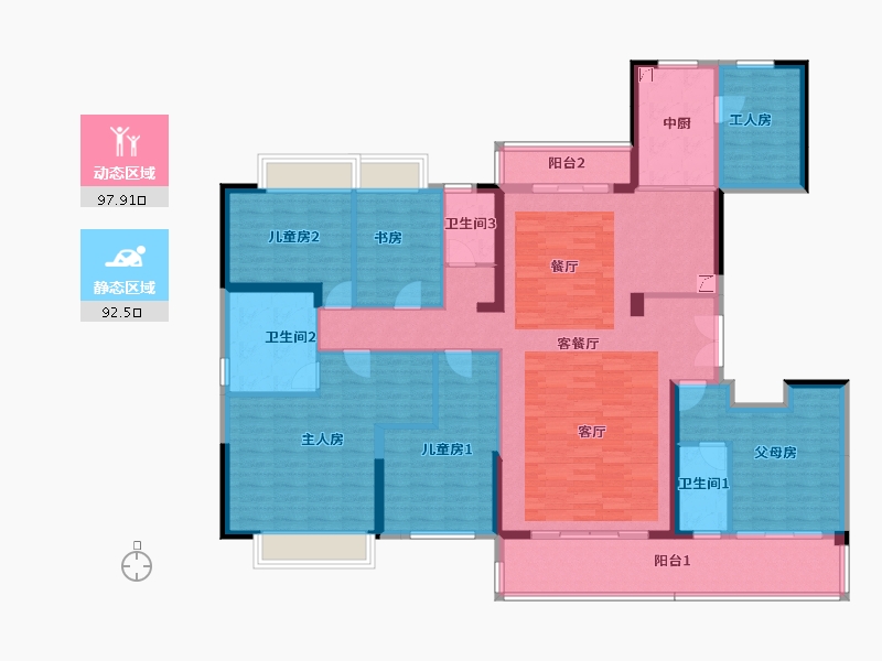 江西省-赣州市-碧桂园玺台-172.00-户型库-动静分区