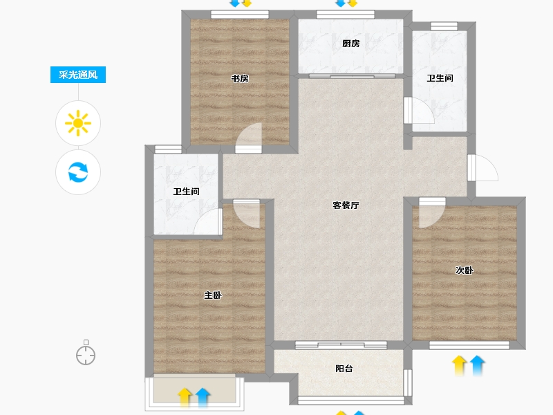 河北省-石家庄市-清河湾-89.00-户型库-采光通风