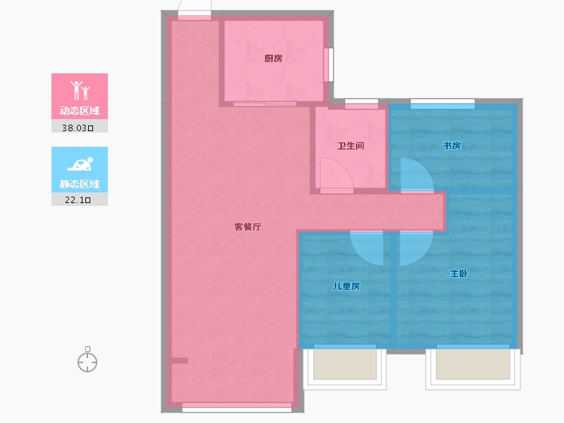 吉林省-通化市-碧桂园十里江南-86.00-户型库-动静分区