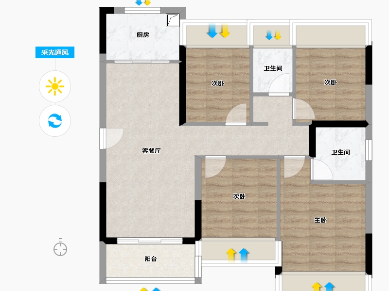 广东省-江门市-龙光龙湖·双龙天著-84.00-户型库-采光通风