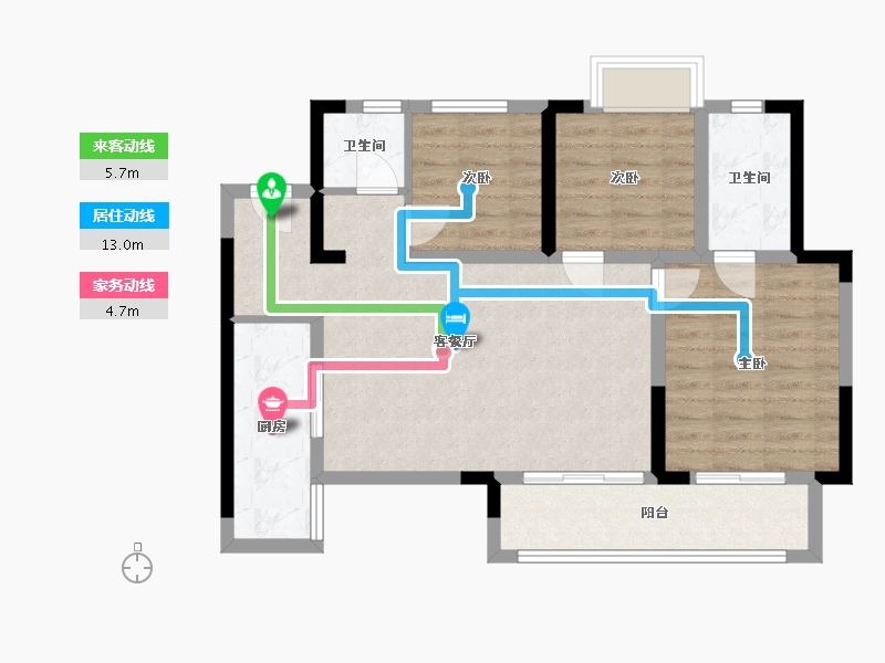 重庆-重庆市-中梁和苑-90.00-户型库-动静线