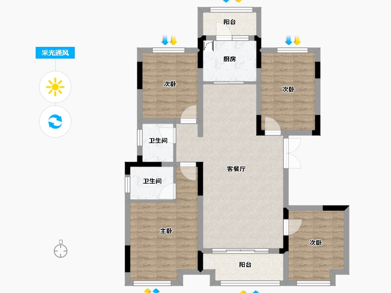 四川省-广安市-中广·悦府-102.00-户型库-采光通风