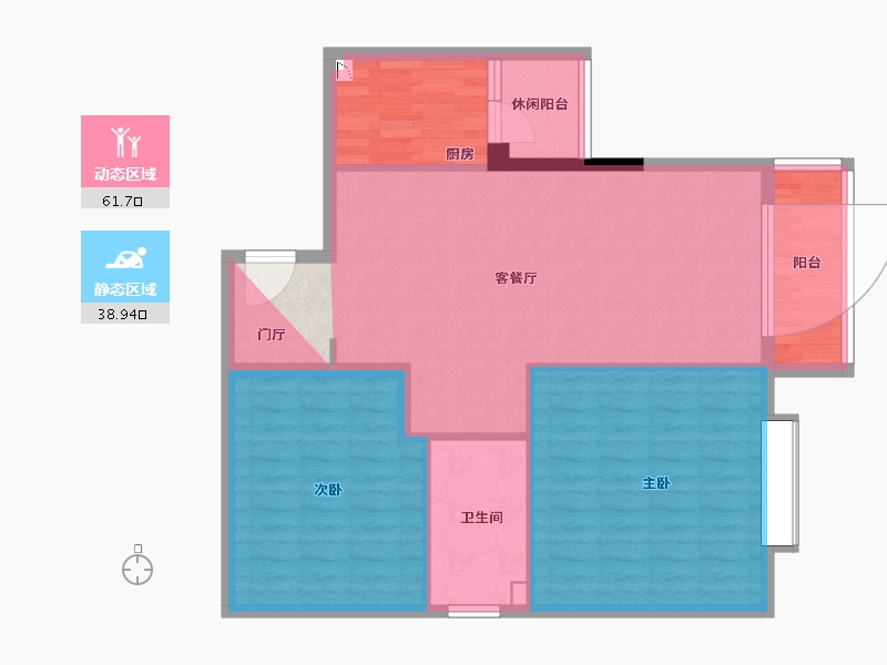 湖南省-长沙市-珠江璞墅-94.81-户型库-动静分区