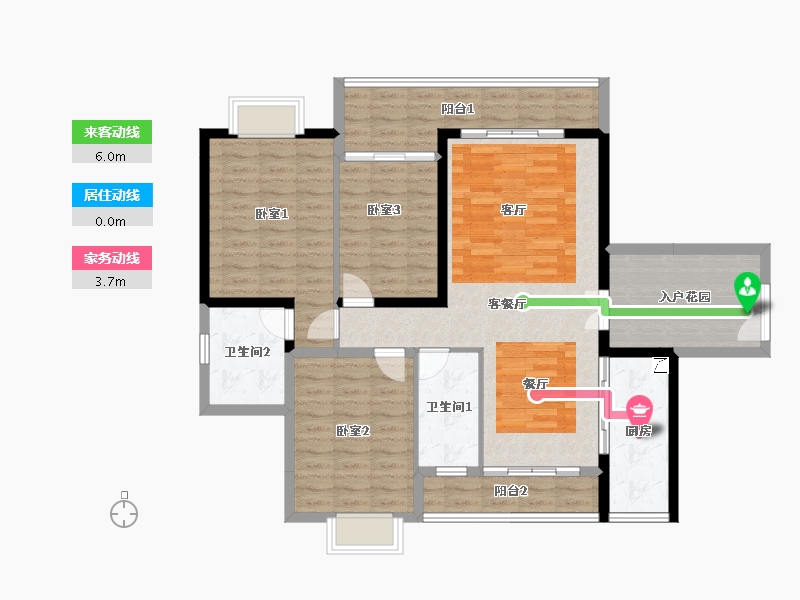 海南省-海口市-美苑·隆兴花园-113.30-户型库-动静线