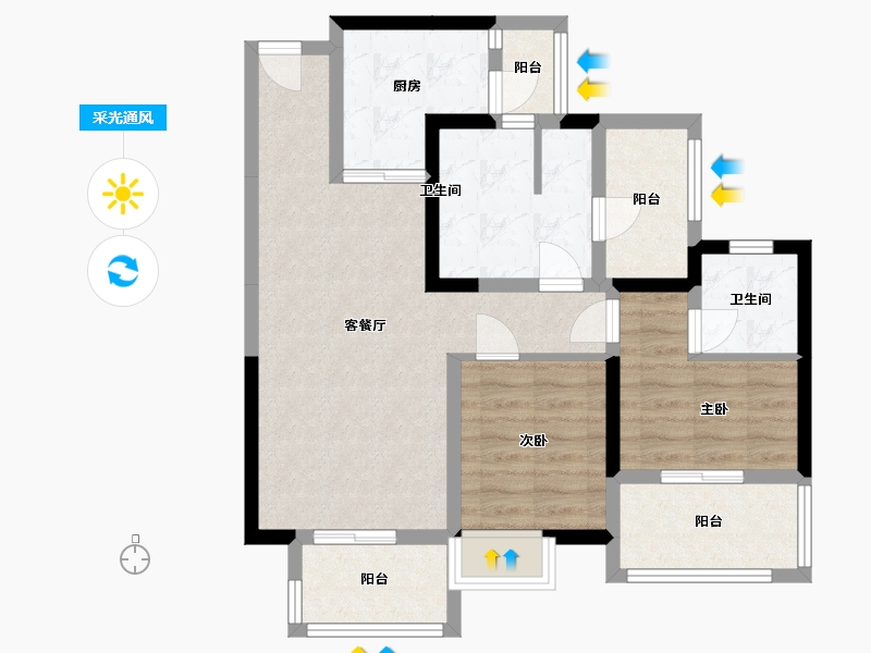 四川省-成都市-光华壹号花园二期-79.86-户型库-采光通风