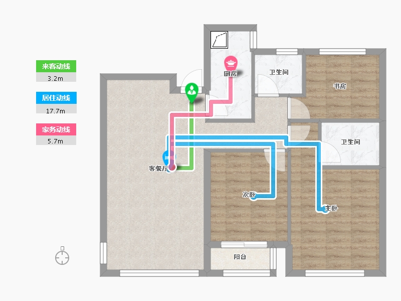 浙江省-温州市-华鸿中央广场-78.00-户型库-动静线