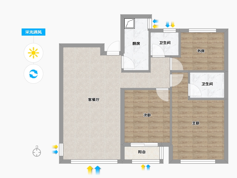 浙江省-温州市-华鸿中央广场-78.00-户型库-采光通风