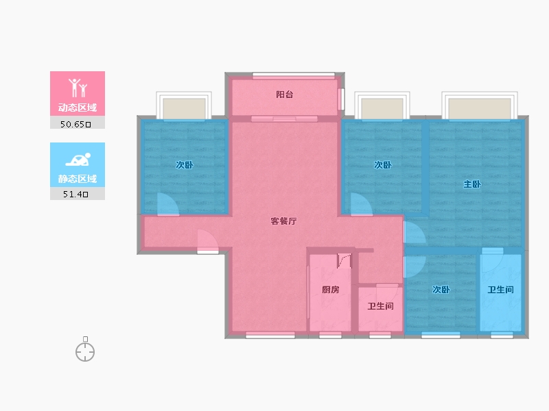 山东省-济南市-万象东方-101.71-户型库-动静分区