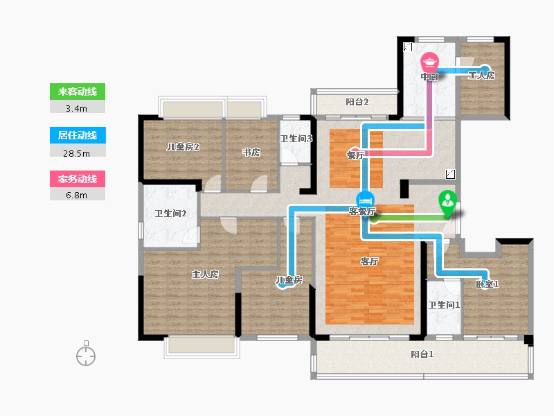 江西省-赣州市-碧桂园玺台-185.13-户型库-动静线