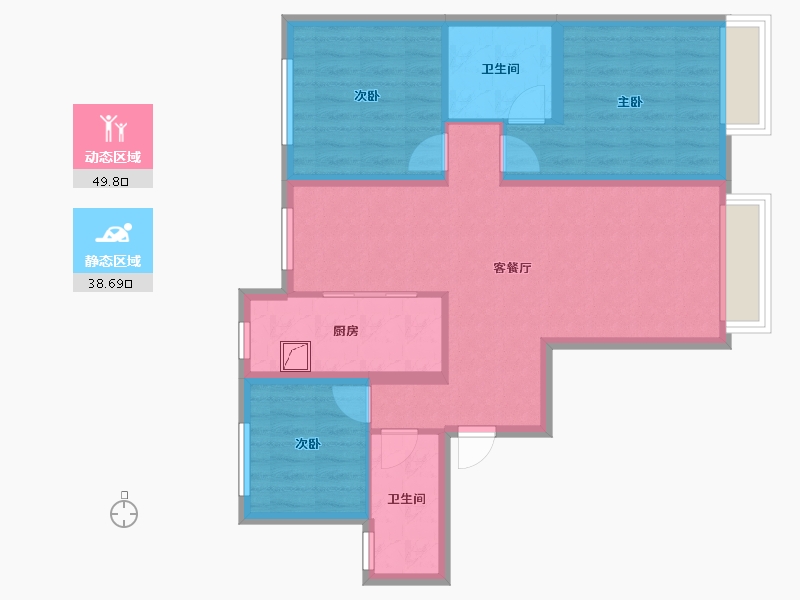 天津-天津市-御湖北苑-90.00-户型库-动静分区