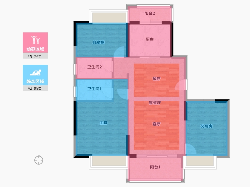 江西省-赣州市-碧桂园玺台-88.47-户型库-动静分区