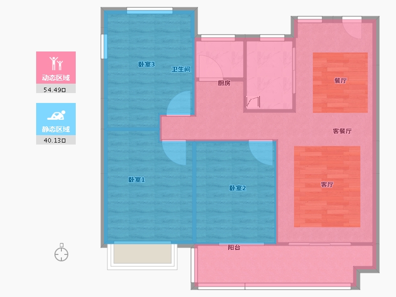 安徽省-阜阳市-世茂时代云著-86.40-户型库-动静分区