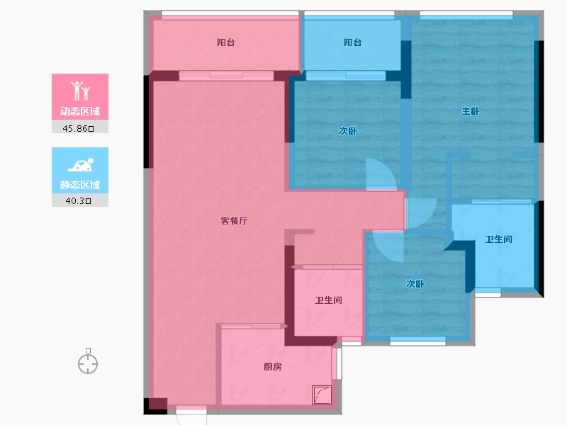 浙江省-杭州市-英特尔湾-87.00-户型库-动静分区