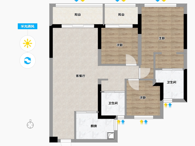 浙江省-杭州市-英特尔湾-87.00-户型库-采光通风