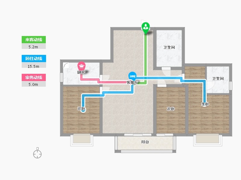 山西省-太原市-玉门小区-105.00-户型库-动静线