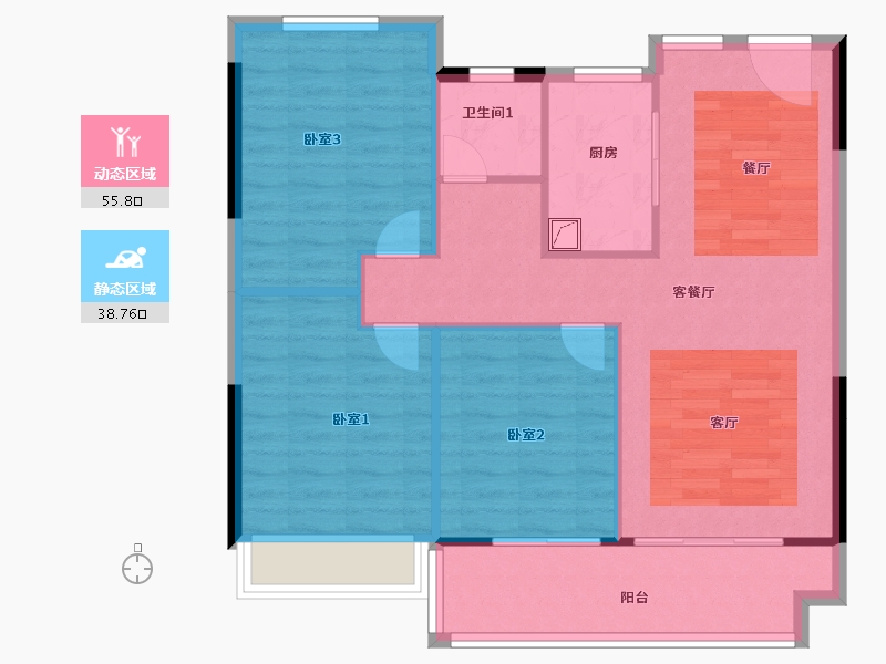 安徽省-阜阳市-世茂时代云著-86.50-户型库-动静分区