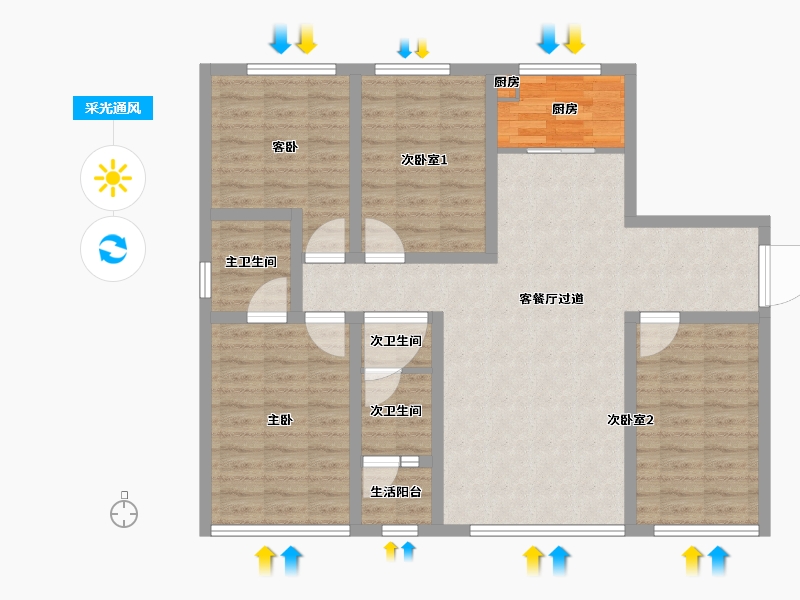 贵州省-黔西南布依族苗族自治州-富康&middot;汇和府-101.85-户型库-采光通风