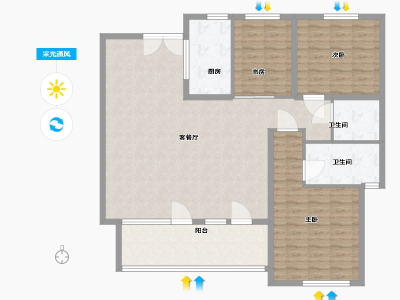 河北省-廊坊市-荣盛首府-121.00-户型库-采光通风