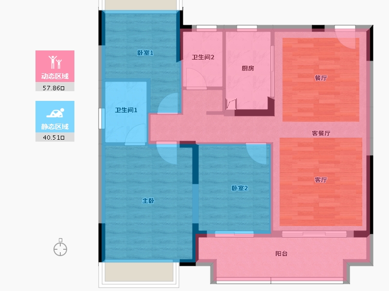 安徽省-阜阳市-旭辉双清江来-88.62-户型库-动静分区