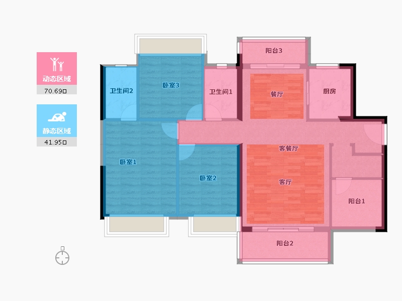 广东省-佛山市-奥园誉峯-102.08-户型库-动静分区