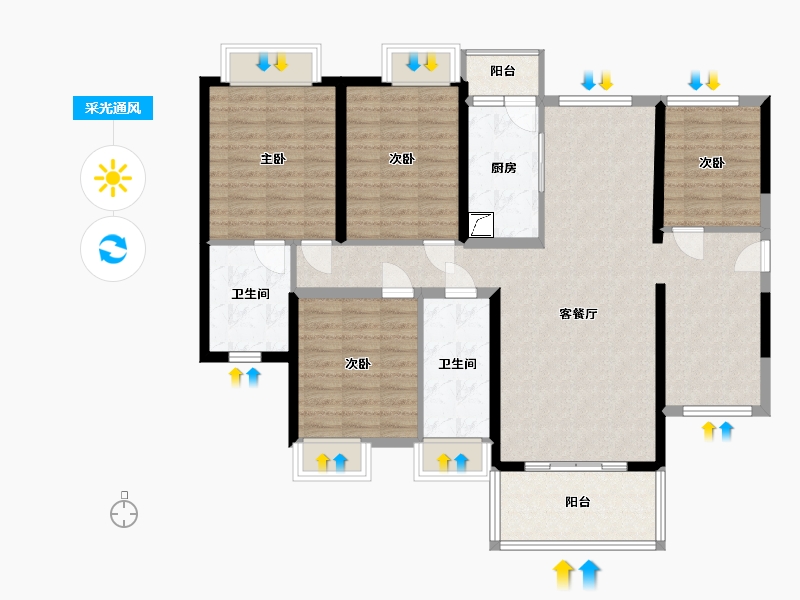 广东省-湛江市-西粤京基城-3期-135.00-户型库-采光通风