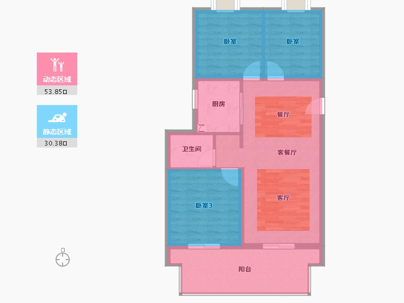 海南省-海口市-绿地城江东首府-76.20-户型库-动静分区