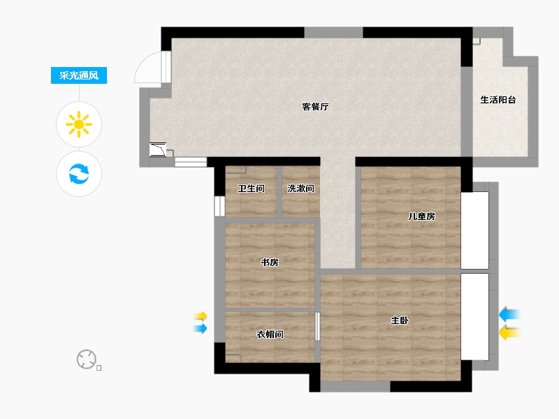 湖南省-长沙市-碧桂园翘楚棠(建设中店)-73.64-户型库-采光通风