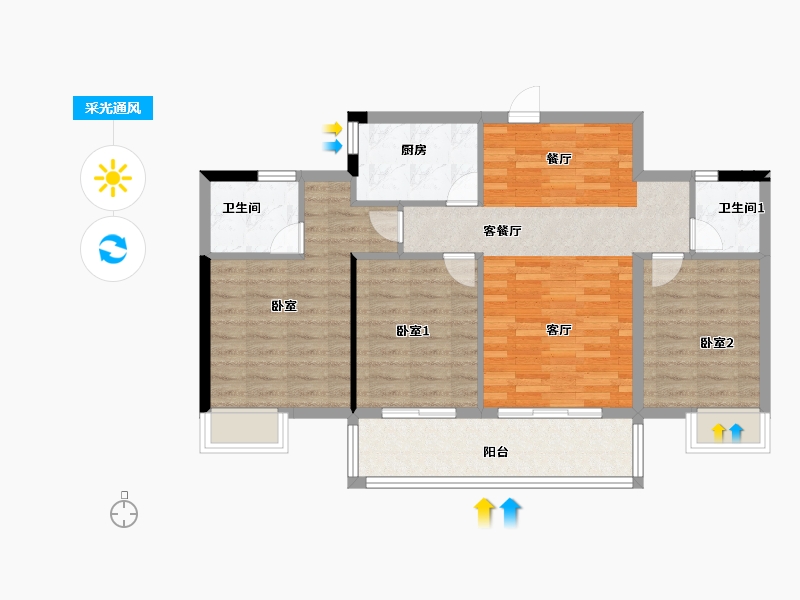 江西省-赣州市-华达鸿海天空之城-86.00-户型库-采光通风