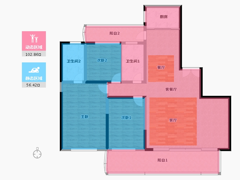 海南省-海口市-罗牛山·璞域-144.59-户型库-动静分区