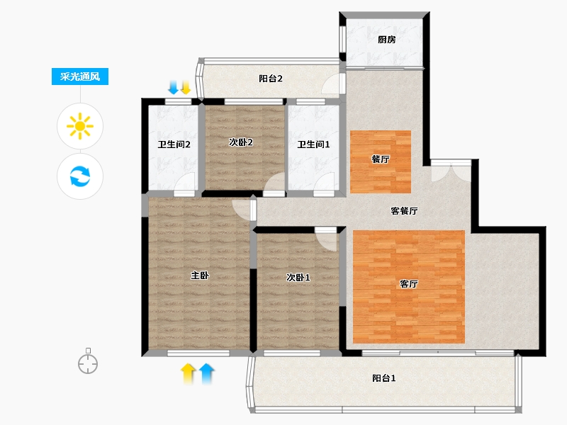 海南省-海口市-罗牛山·璞域-144.59-户型库-采光通风