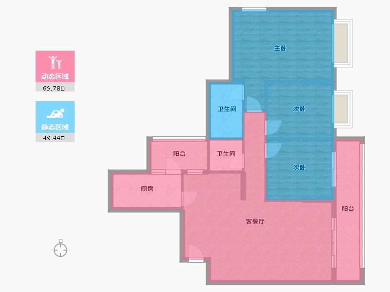 广西壮族自治区-来宾市-裕达·中央城金典壹号小区-108.00-户型库-动静分区