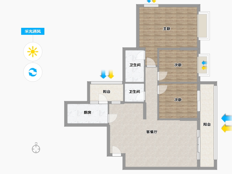 广西壮族自治区-来宾市-裕达·中央城金典壹号小区-108.00-户型库-采光通风