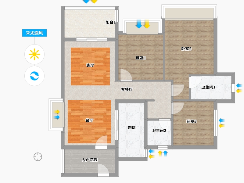 广东省-佛山市-保利和悦滨江-93.15-户型库-采光通风