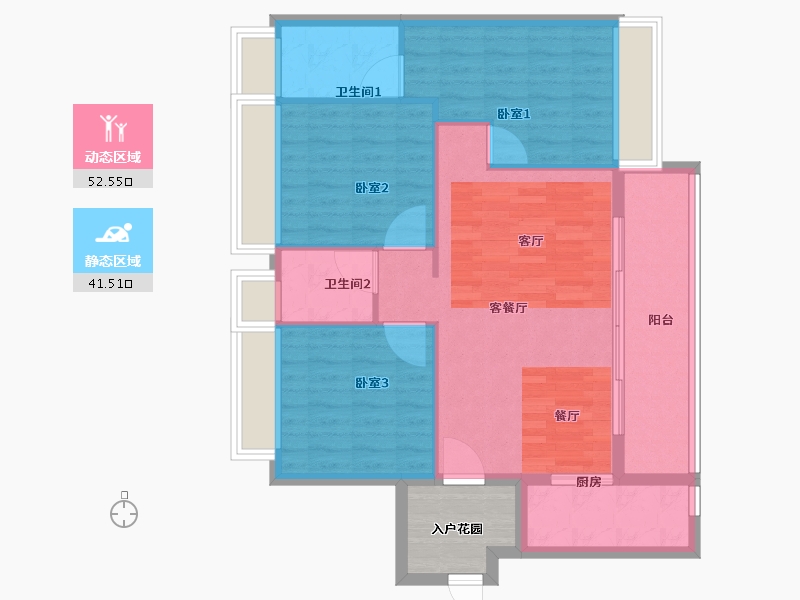 广东省-佛山市-保利和悦滨江-90.40-户型库-动静分区