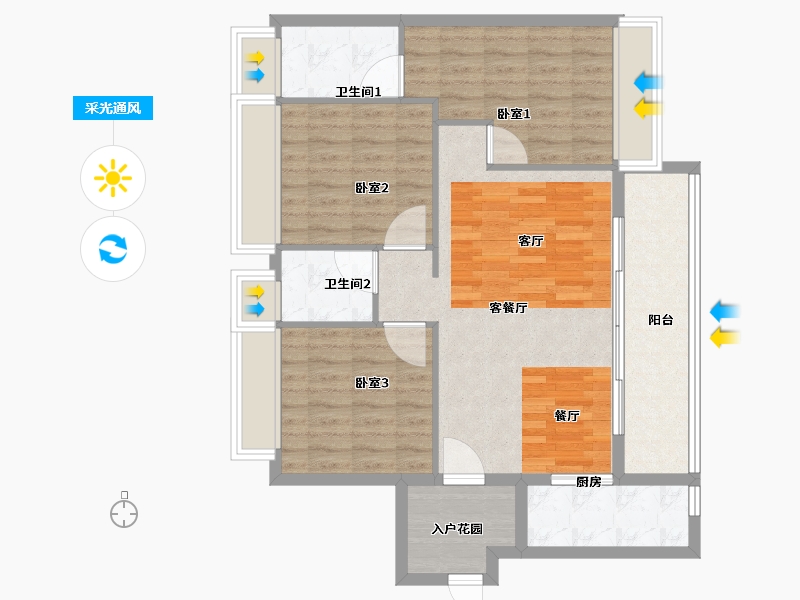 广东省-佛山市-保利和悦滨江-90.40-户型库-采光通风