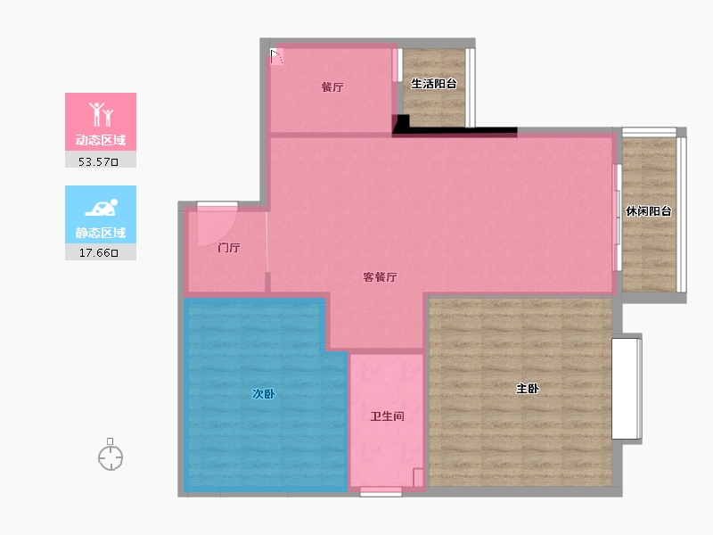 湖南省-长沙市-珠江璞墅-94.61-户型库-动静分区