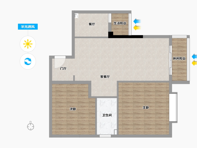 湖南省-长沙市-珠江璞墅-94.61-户型库-采光通风