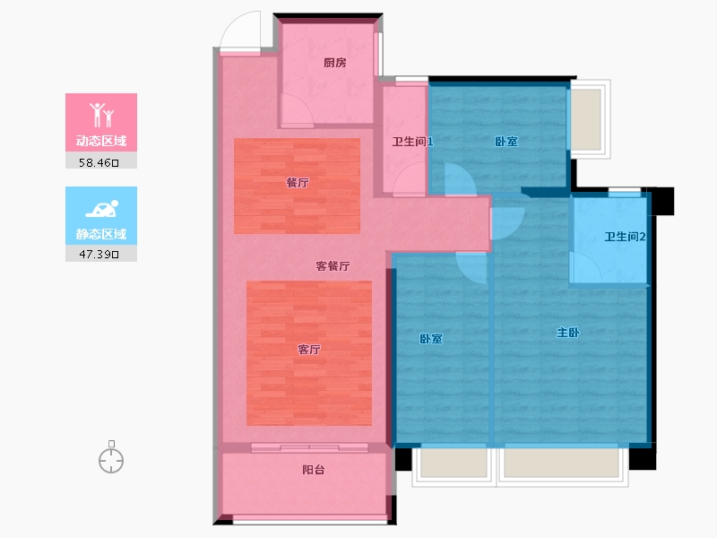 海南省-海口市-盛和花城-96.09-户型库-动静分区