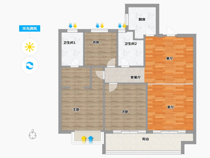 江西省-赣州市-红星中央广场-90.40-户型库-采光通风