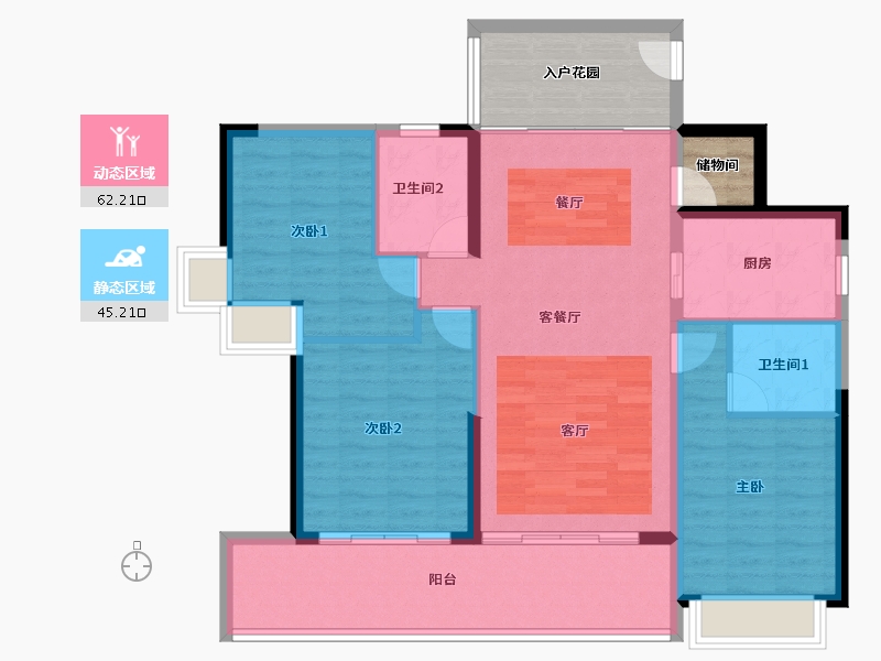 海南省-海口市-金地·海南自在城-107.21-户型库-动静分区