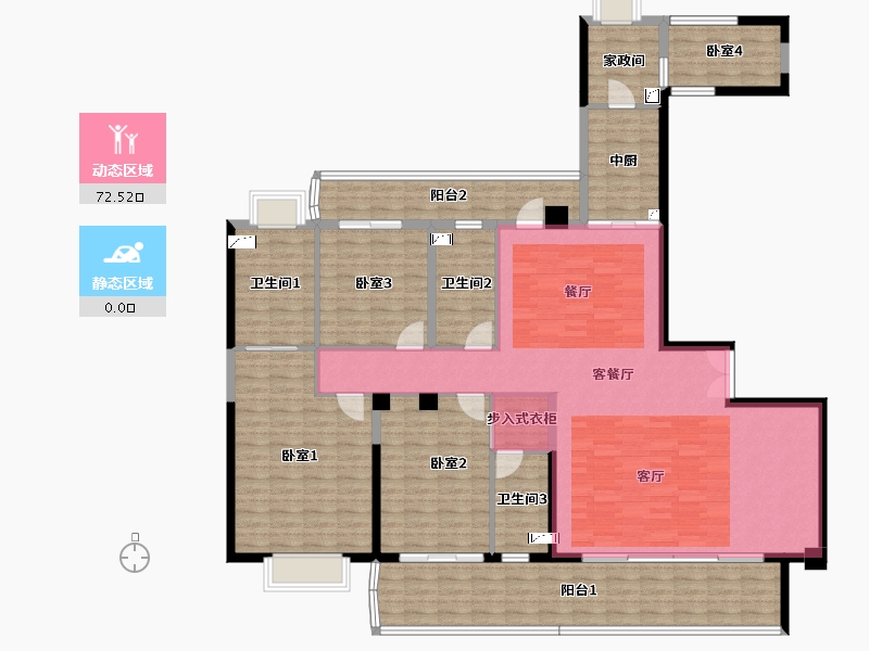 海南省-海口市-罗牛山·璞域-182.00-户型库-动静分区