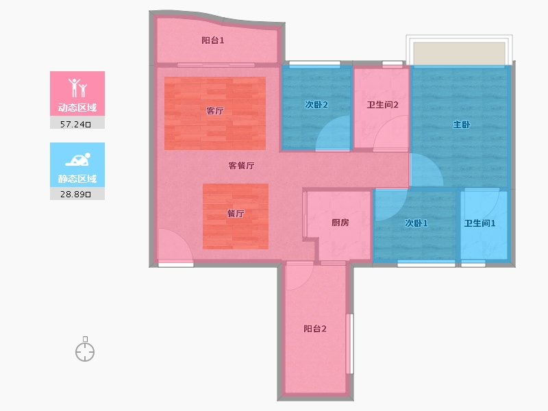 广东省-佛山市-凯蓝滨江时光-78.30-户型库-动静分区