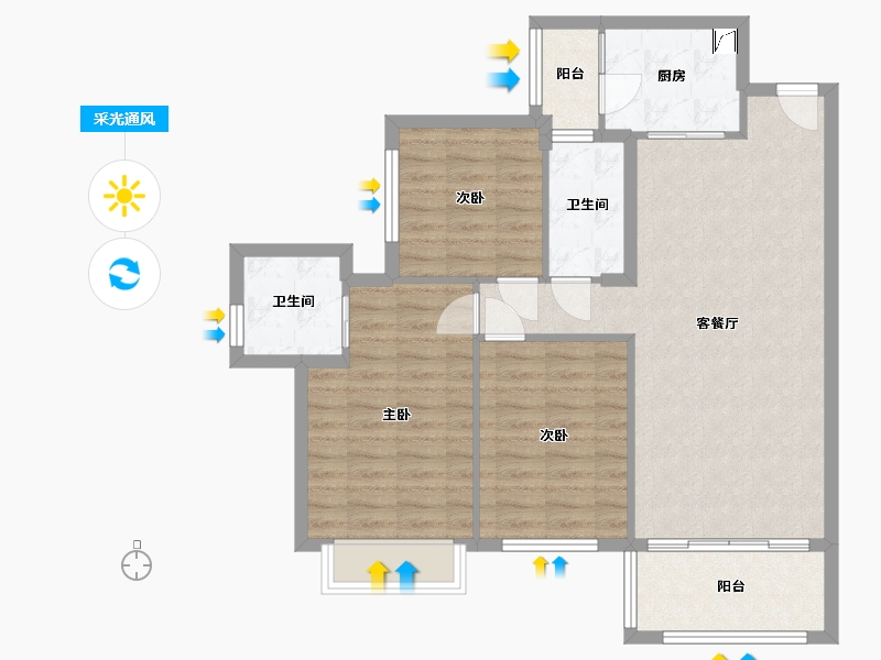 四川省-泸州市-鸿通·翡翠滨江-78.21-户型库-采光通风