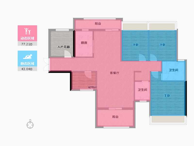 湖南省-郴州市-1号公馆-143.00-户型库-动静分区