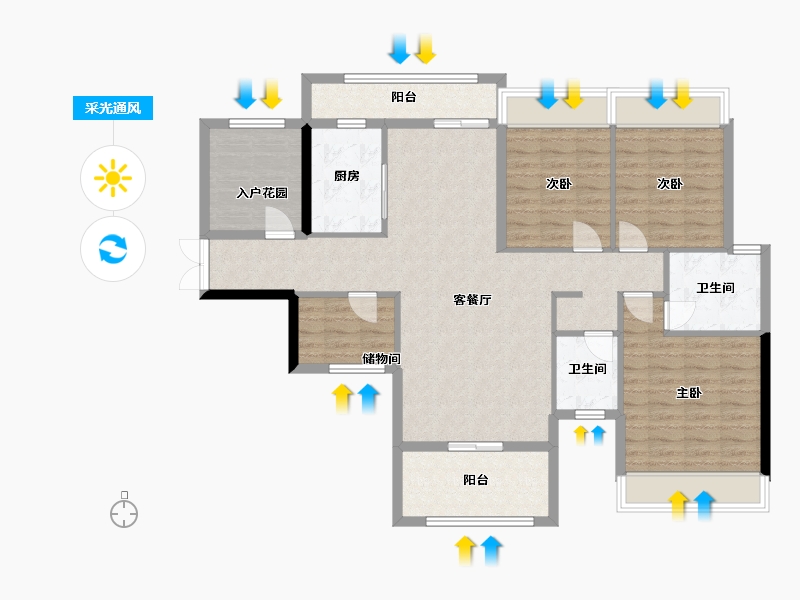 湖南省-郴州市-1号公馆-143.00-户型库-采光通风