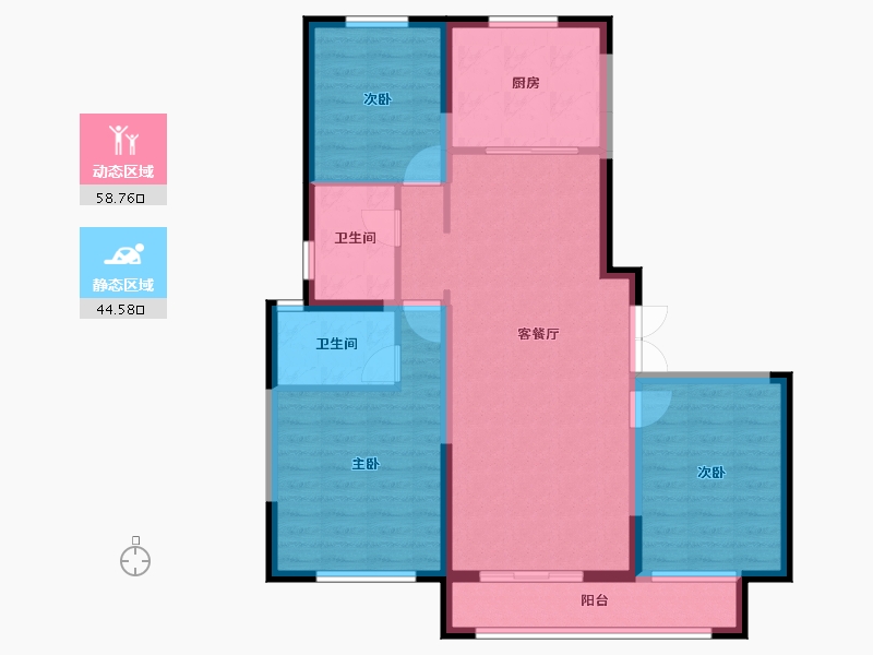 新疆维吾尔自治区-阿克苏地区-百合公寓二期-100.00-户型库-动静分区